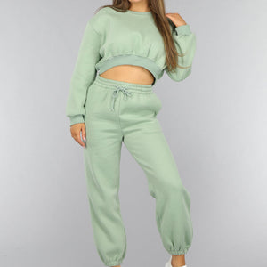NEW0910 Lichtgroene Cropped Lounge Set