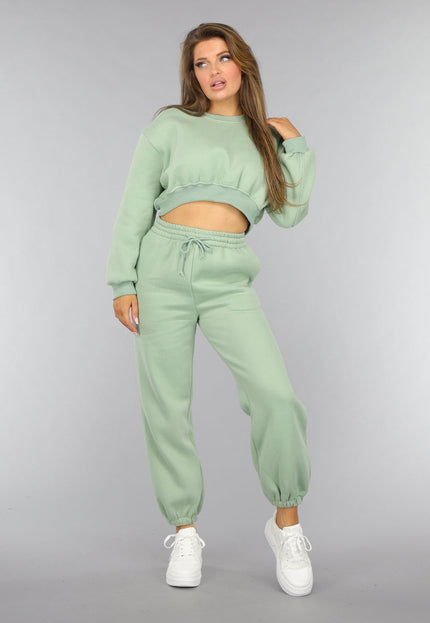 NEW0910 Lichtgroene Cropped Lounge Set