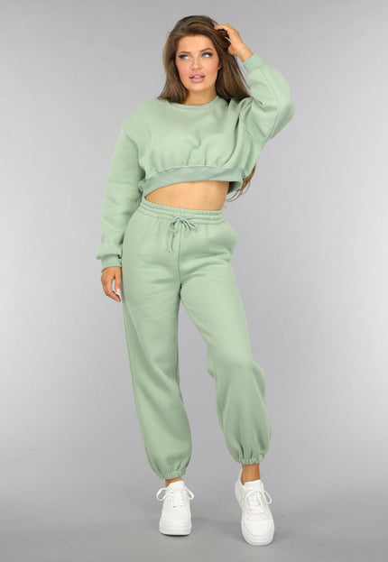 NEW0910 Lichtgroene Cropped Lounge Set