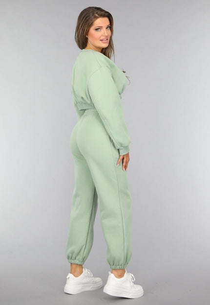 NEW0910 Lichtgroene Cropped Lounge Set