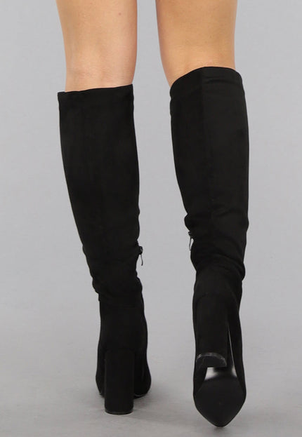 NEW0910 Spitse Suèdelook Laarzen met Blokhak