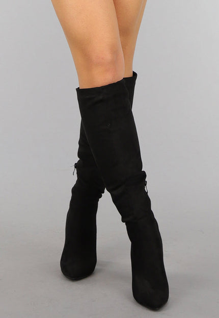 NEW0910 Spitse Suèdelook Laarzen met Blokhak