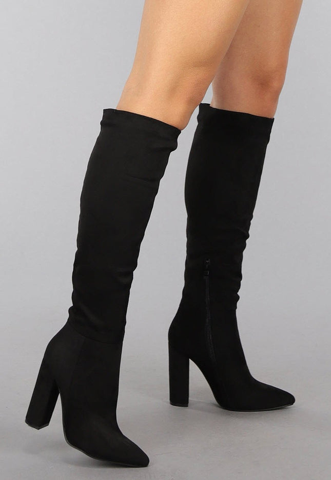 NEW0910 Spitse Suèdelook Laarzen met Blokhak