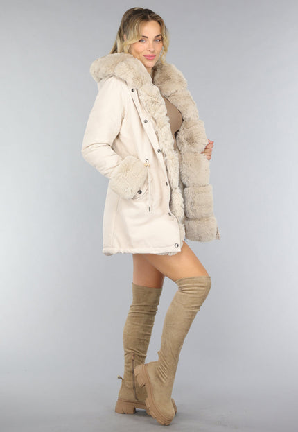 NEW0910 Zachte Gevoerde Taupe Overknee Laarzen in Suèdelook