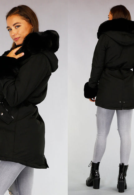 WINTER Zwarte Bont Winterjas met Capuchon