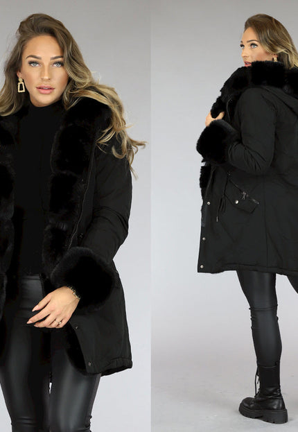 WINTER Zwarte Bont Winterjas met Capuchon