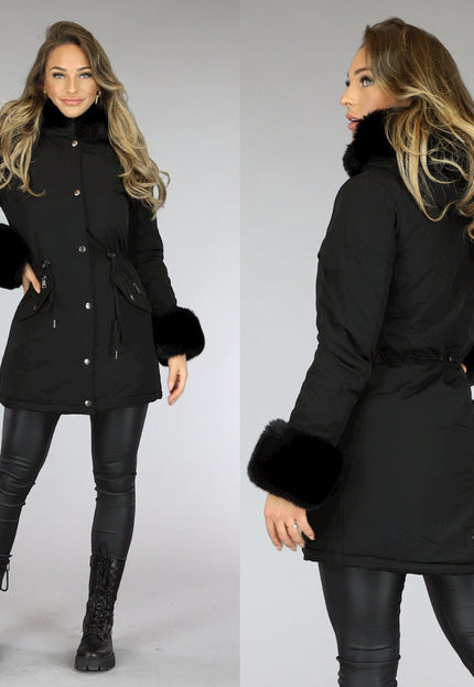 WINTER Zwarte Bont Winterjas met Capuchon