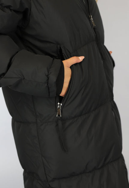 WINTER Zwarte Gewatteerde Lange Oversized Winterjas