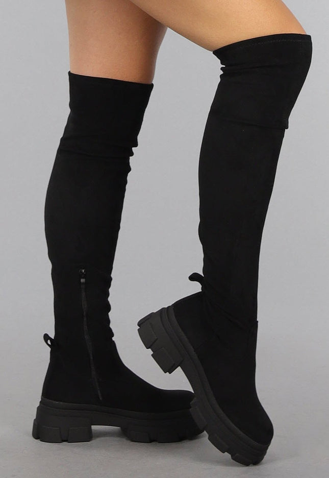 NEW0910 Zwarte Hoge Overknee Laarzen met Zachte Voering