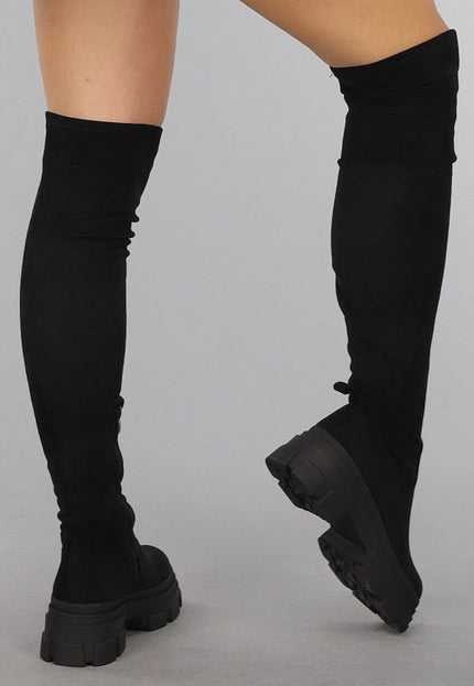 NEW0910 Zwarte Hoge Overknee Laarzen met Zachte Voering