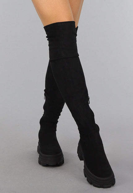 NEW0910 Zwarte Hoge Overknee Laarzen met Zachte Voering