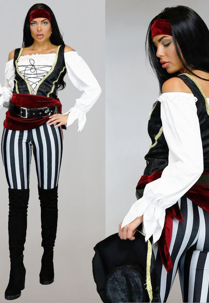 CARNA30 Piraten Kostuum met Broek en Accessoires