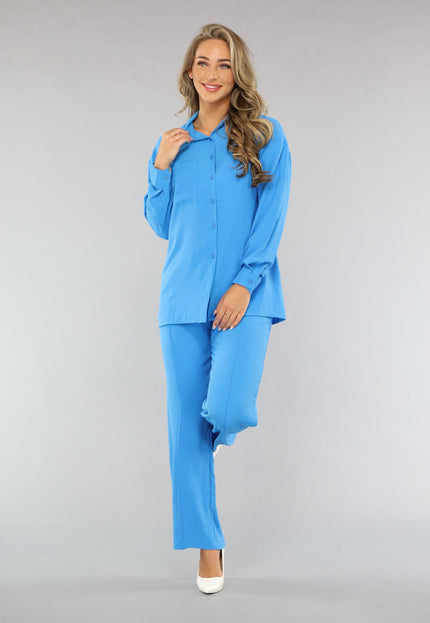 OP=OP.01.S Blauwe Co Ord Set met Blouse