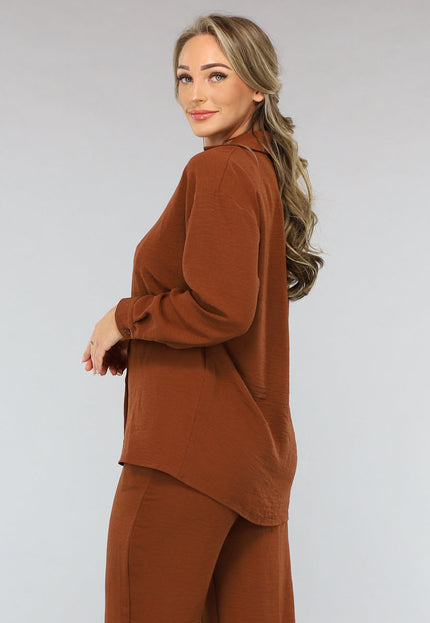 OP=OP.01.S Bruine 2-delige Set met Pantalon