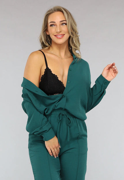 OP=OP.01.S Donkergroene 2-delige Set met Blouse