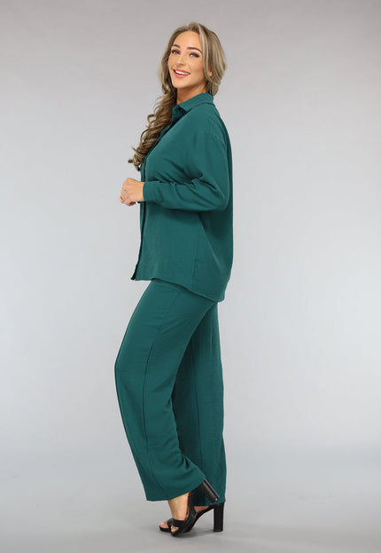 OP=OP.01.S Donkergroene 2-delige Set met Blouse