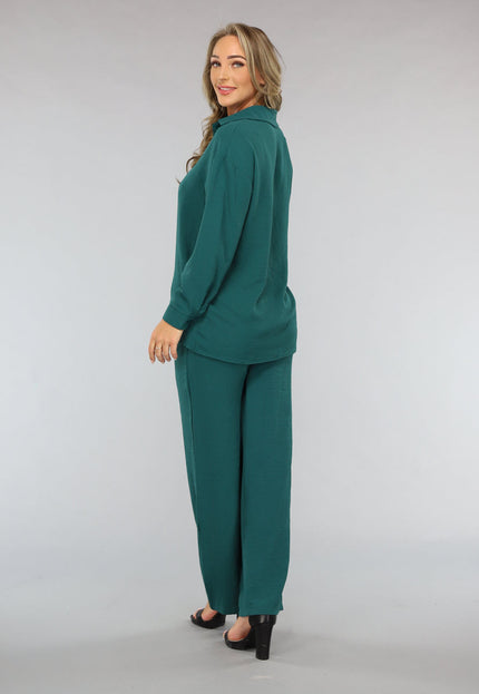 OP=OP.01.S Donkergroene 2-delige Set met Blouse