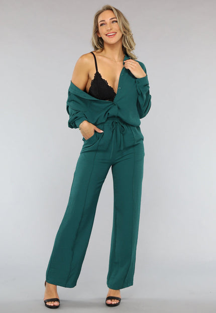 OP=OP.01.S Donkergroene 2-delige Set met Blouse