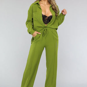 OP=OP.01.S Matchende Set met Pantalon in Olijfgroen