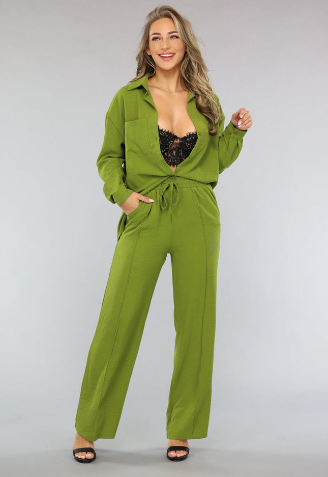 OP=OP.01.S Matchende Set met Pantalon in Olijfgroen