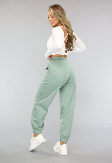 NEW1004 Mintgroene Joggingsbroek met Veters