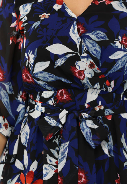 NEW1004 Overslag Jurk met Bloemen Print