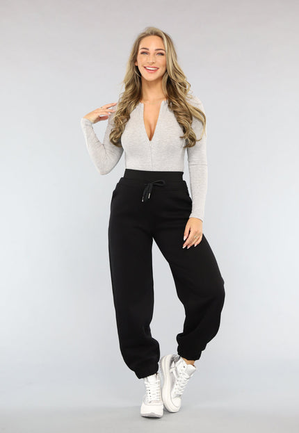 NEW1004 Zwarte Lounge Broek met Grote Elastische Band