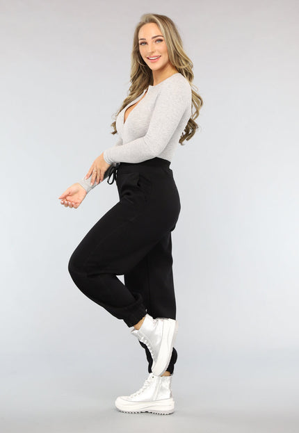 NEW1004 Zwarte Lounge Broek met Grote Elastische Band