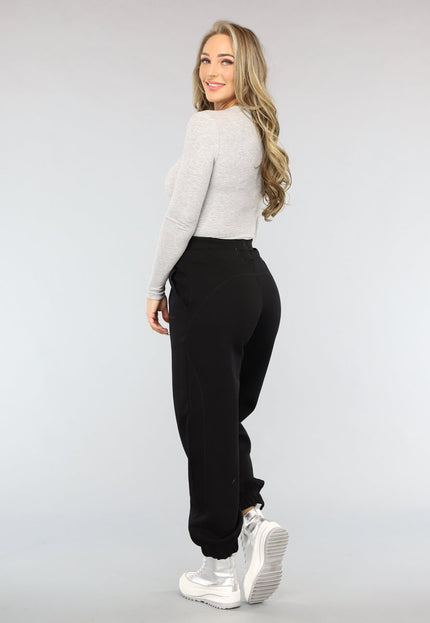 NEW1004 Zwarte Lounge Broek met Grote Elastische Band