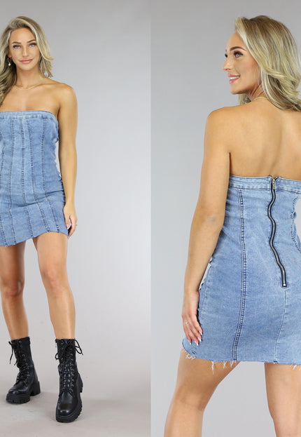 NEW1005 Strapless Denim Jurkje