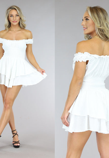 NEW1005 Witte Polkadot Playsuit