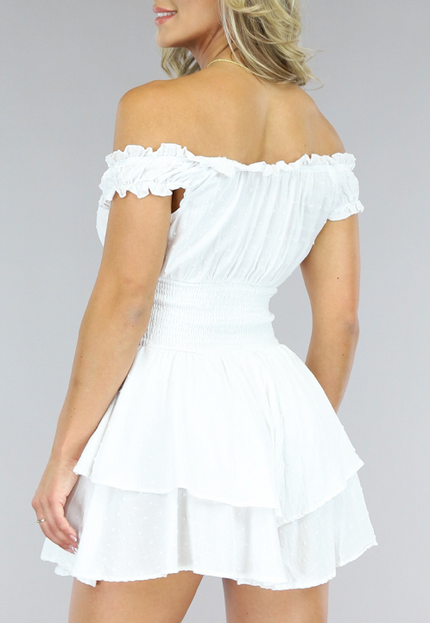 NEW1005 Witte Polkadot Playsuit