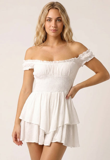 OP=OP.23.NL Witte Polkadot Playsuit
