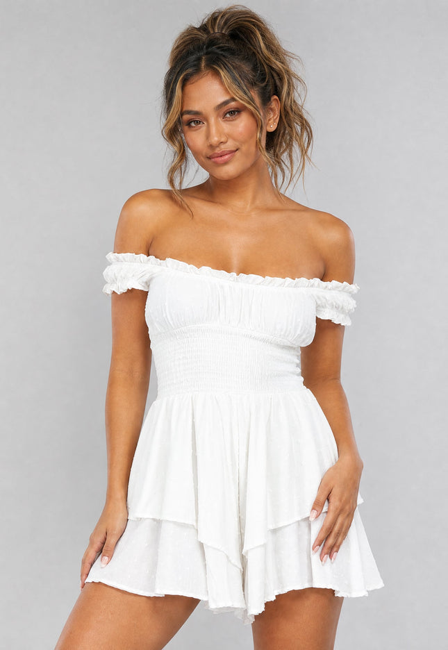 OP=OP.23.NL Witte Polkadot Playsuit
