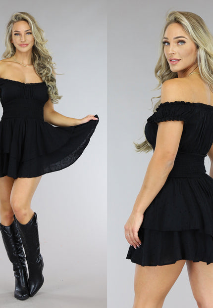 NEW1005 Zwarte Polkadot Playsuit