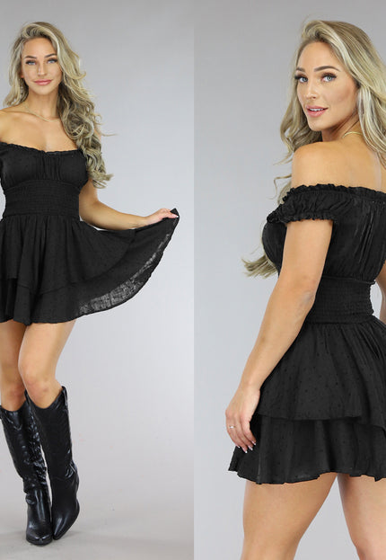 NEW1005 Zwarte Polkadot Playsuit