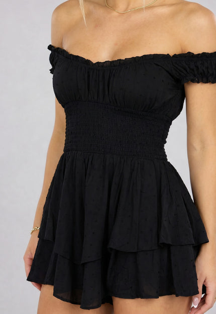 OP=OP.24.NL Zwarte Polkadot Playsuit