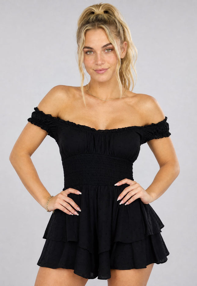 OP=OP.24.NL Zwarte Polkadot Playsuit