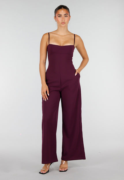 NEW100626 Aubergine Jumpsuit met Pads