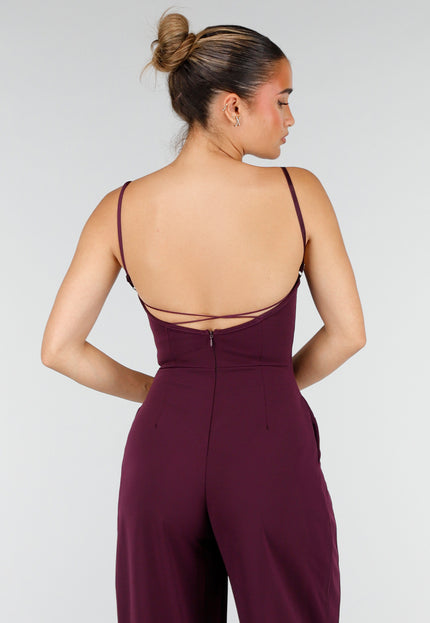 NEW100626 Aubergine Jumpsuit met Pads