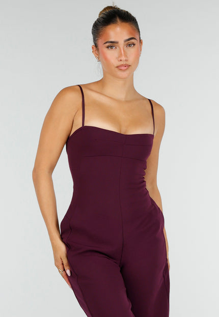 NEW100626 Aubergine Jumpsuit met Pads