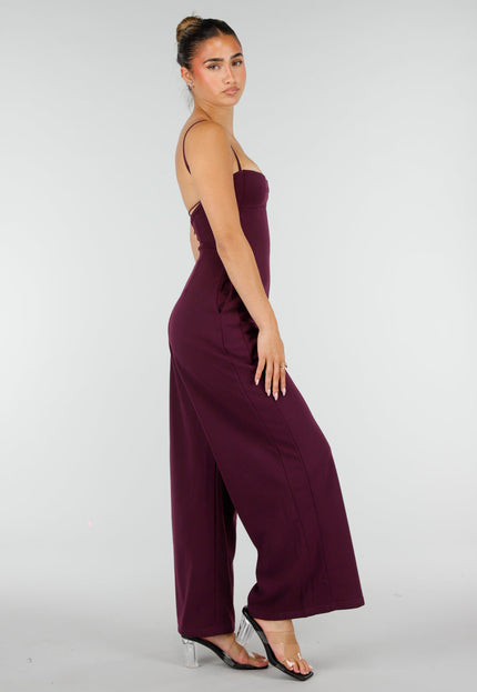 NEW100626 Aubergine Jumpsuit met Pads