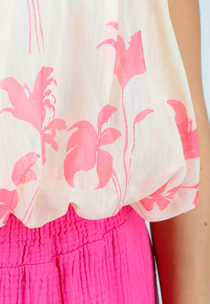 NEW100626 Gele Halter Top met Roze Bloemenprint