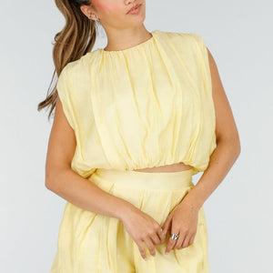 NEW100626 Gele Two Piece Set met Ballonshort