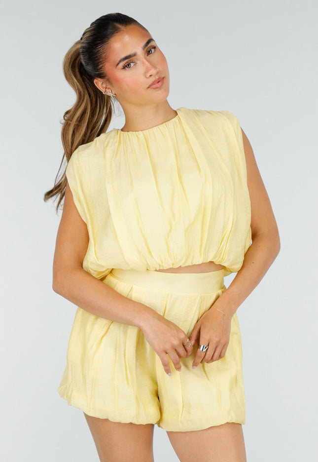 NEW100626 Gele Two Piece Set met Ballonshort