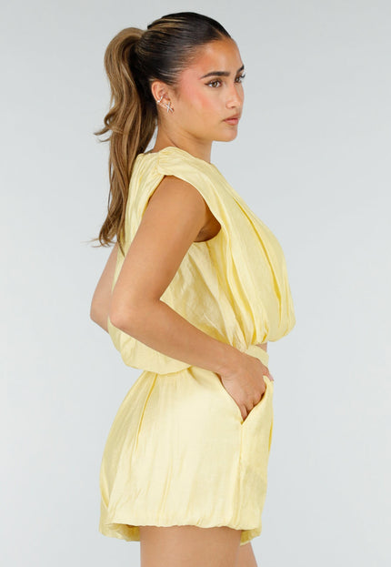 NEW100626 Gele Two Piece Set met Ballonshort