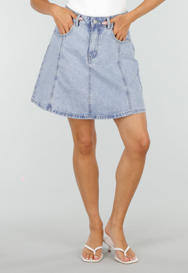 NEW100626 Lichtblauwe Denim A-Lijn Rok