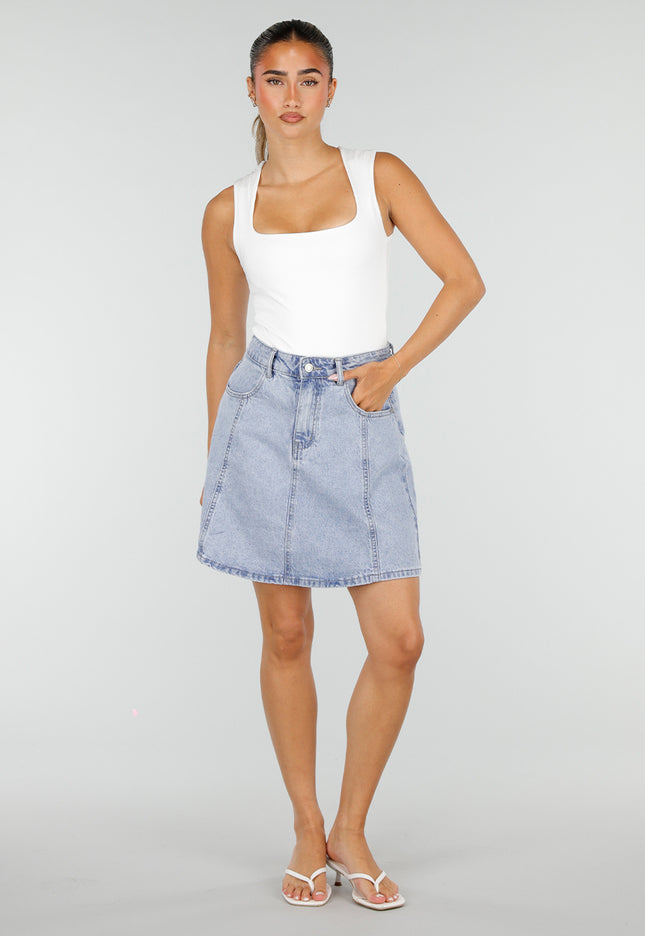 NEW100626 Lichtblauwe Denim A-Lijn Rok