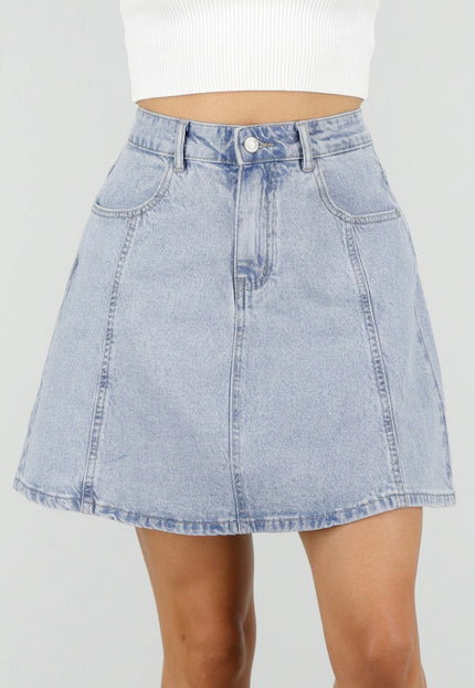 NEW100626 Lichtblauwe Denim A-Lijn Rok