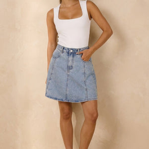NEW100626 Lichtblauwe Denim A-Lijn Rok